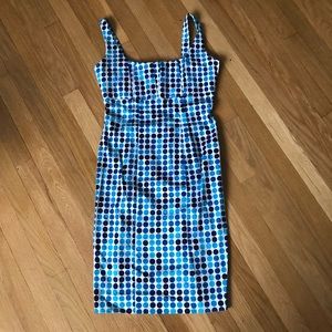 Calvin Klein white and blue polka dot garden dress